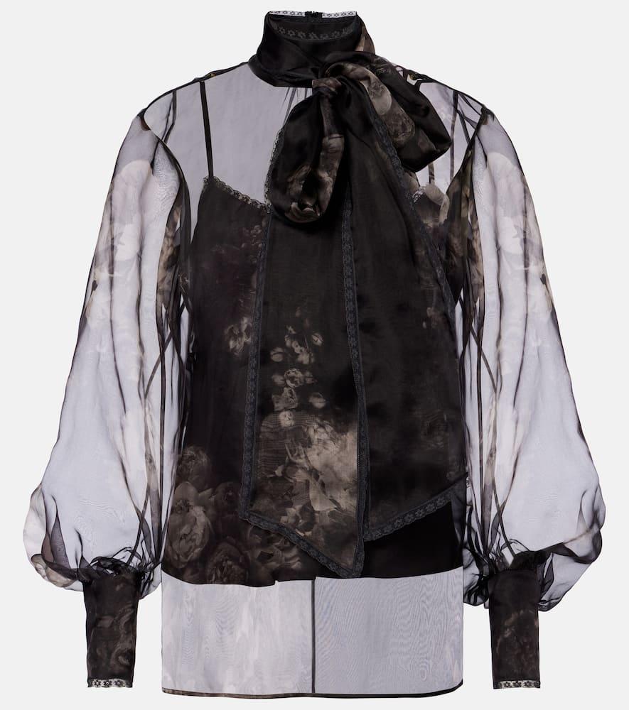 zimmermann hypnotic floral silk organza blouse