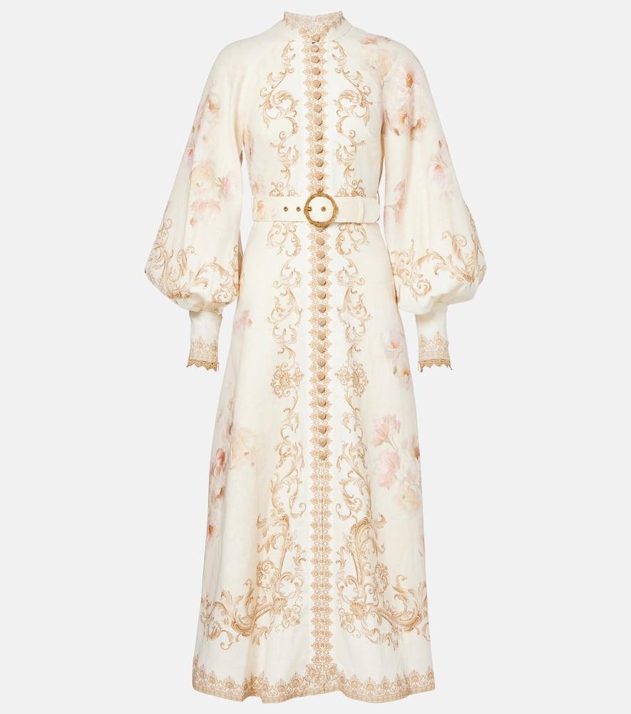 zimmermann hypnotic printed linen shirt dress