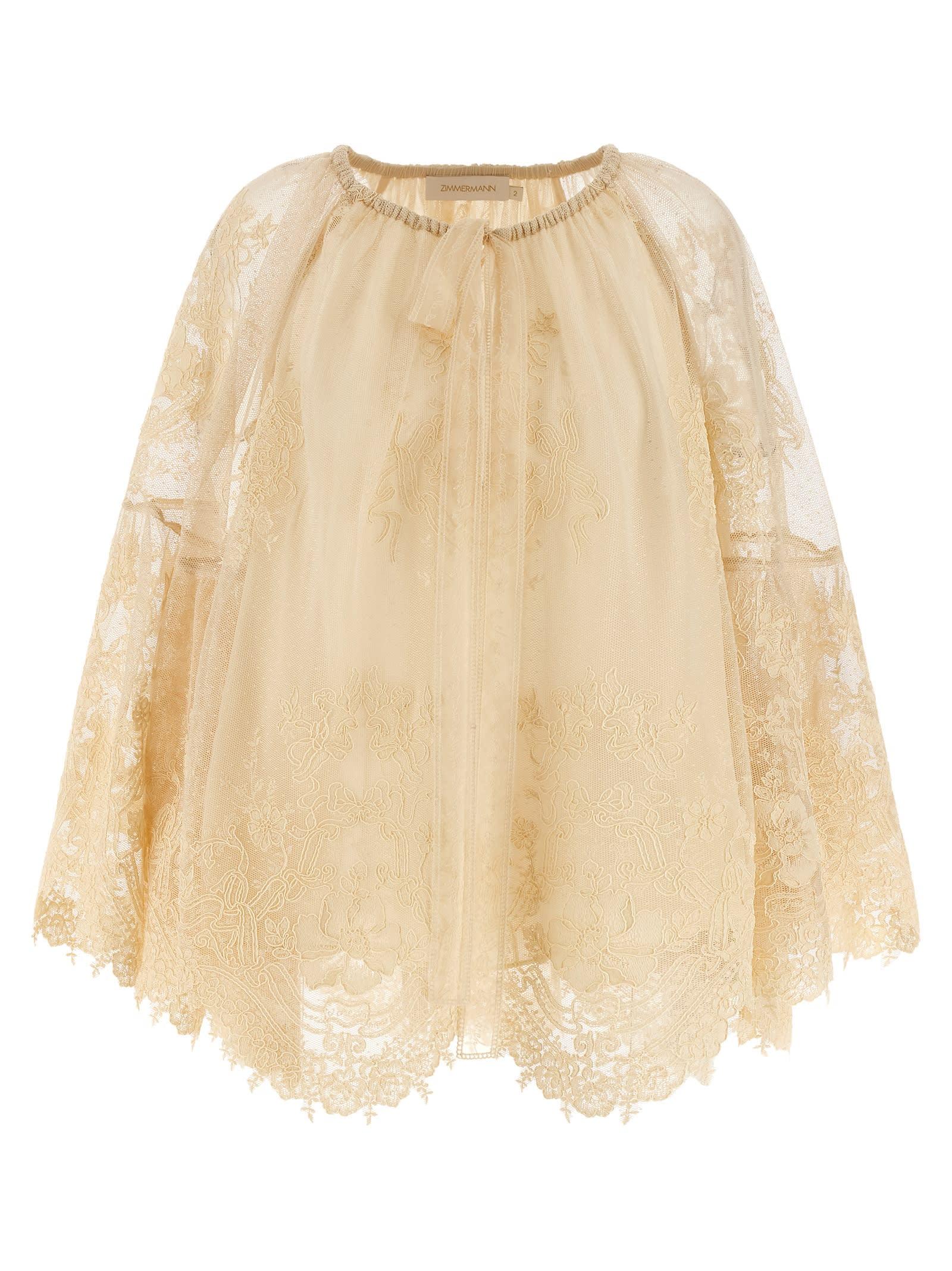 zimmermann hypnotic tiered lace blouse