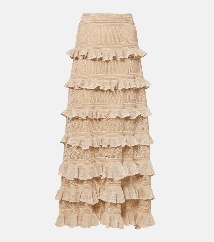 zimmermann illuminate ruffled tiered maxi skirt
