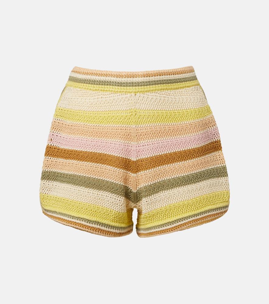 zimmermann indra crochet striped cotton shorts