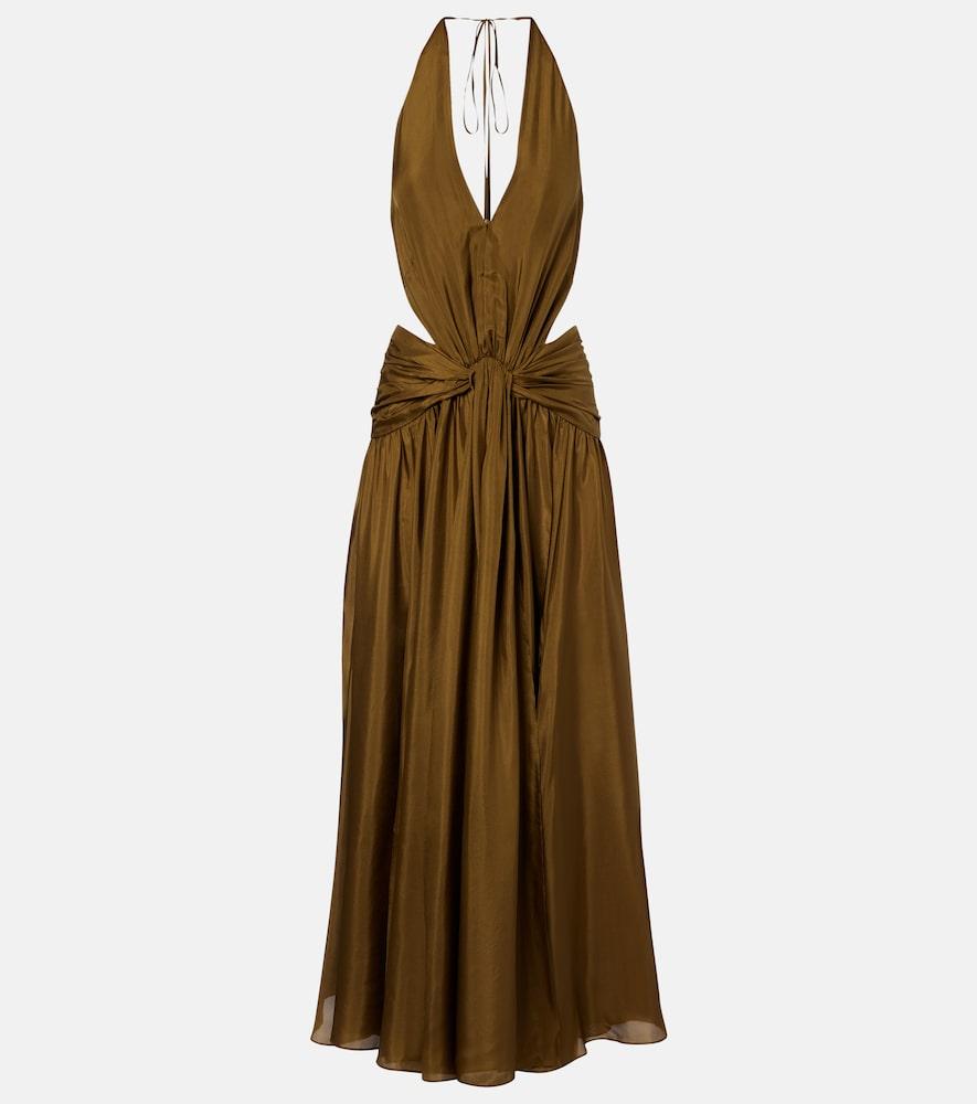 zimmermann indra cutout halterneck silk maxi dress