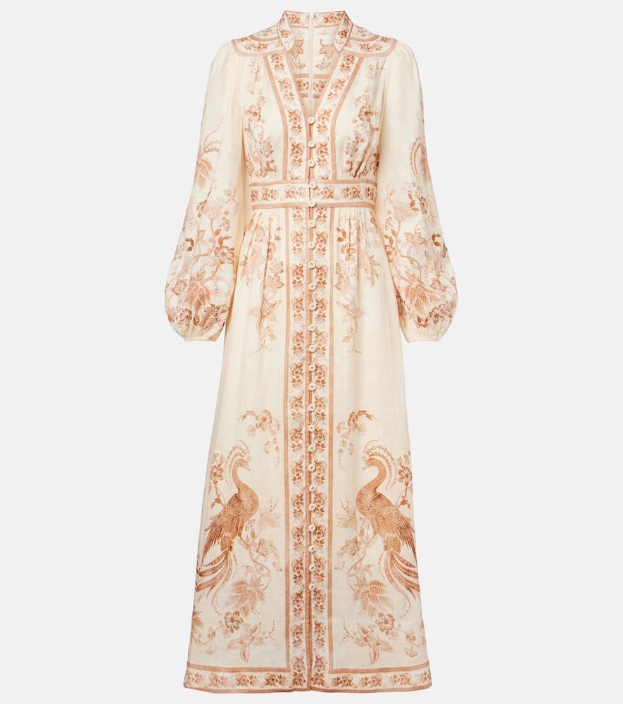 zimmermann indra floral linen midi dress