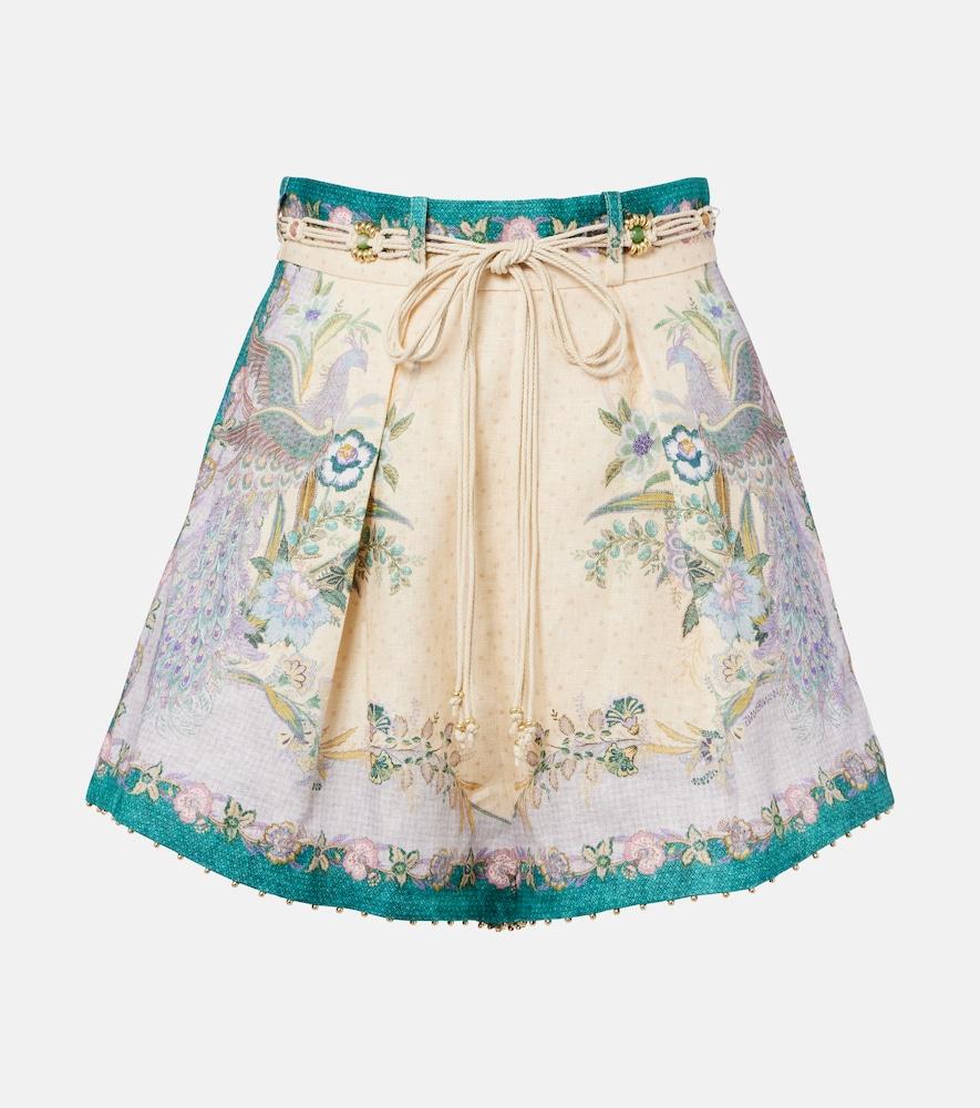 zimmermann indra printed linen shorts