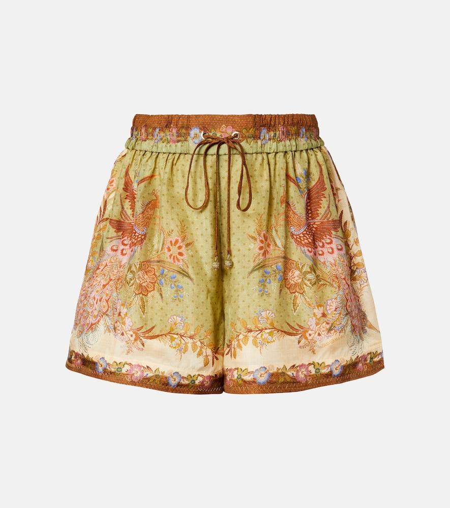 zimmermann indra printed silk shorts