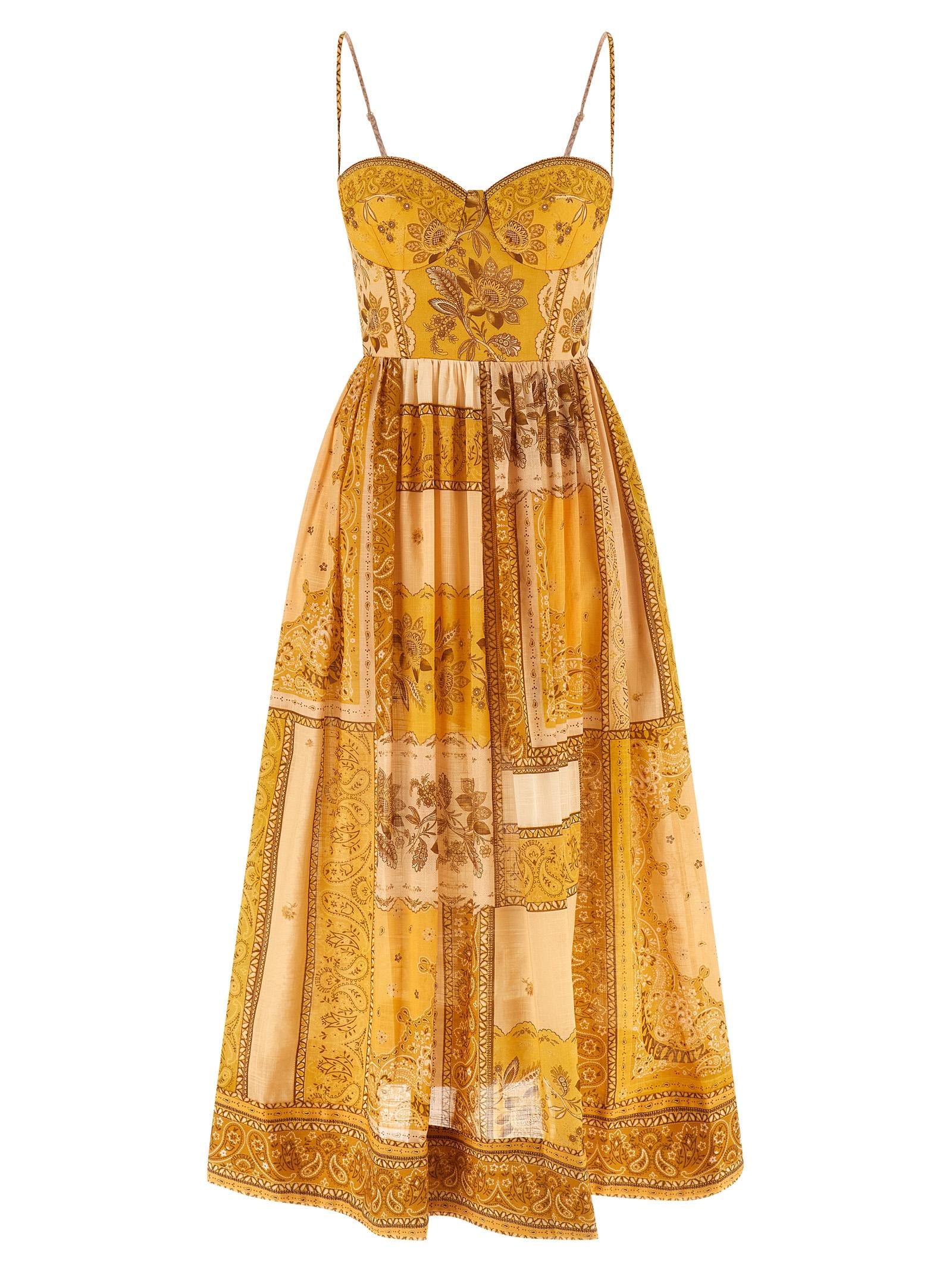 zimmermann lucky corset dress yellow cotton - women