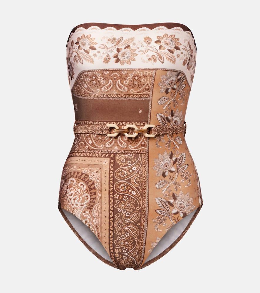 zimmermann lucky embellished printed swimsuit