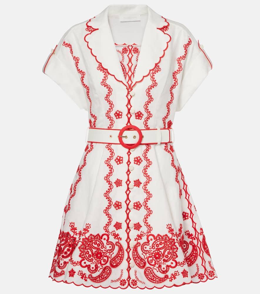 zimmermann lucky embroidered linen minidress