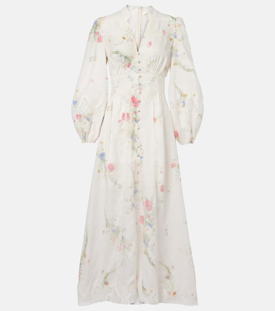 zimmermann lucky floral linen lace maxi dress