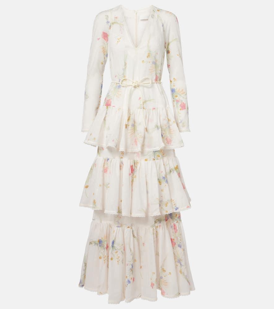 zimmermann lucky floral tiered cotton maxi dress