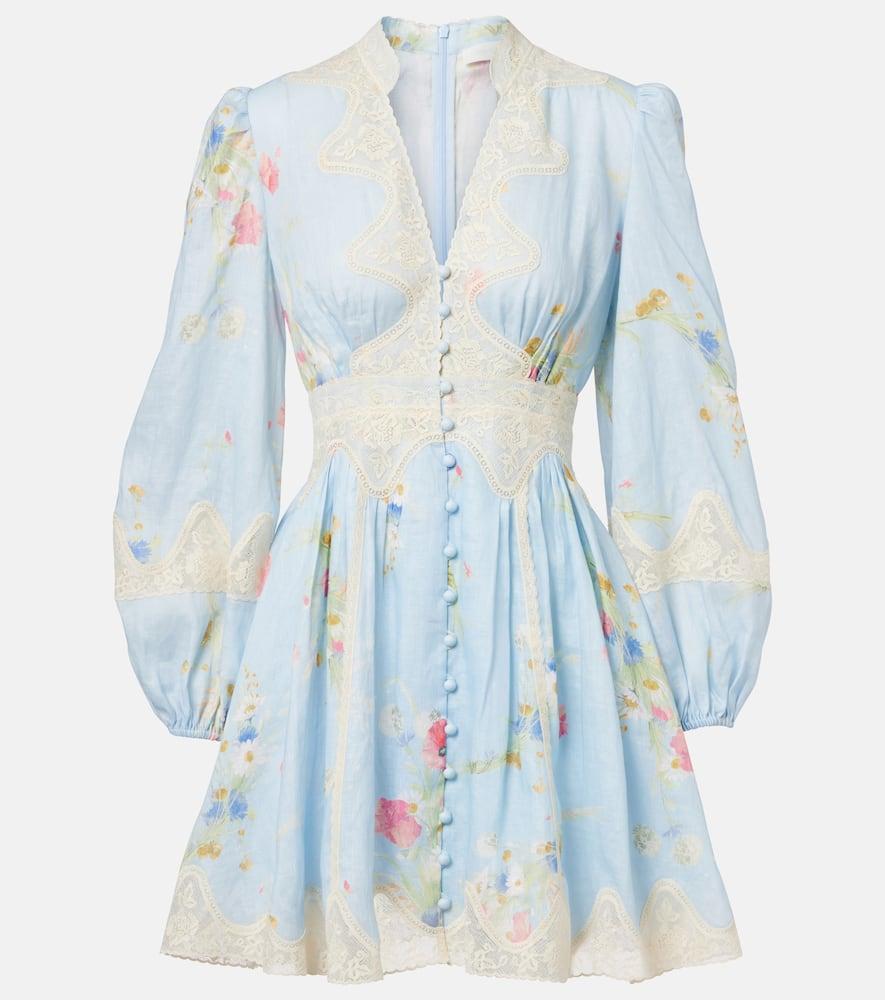 zimmermann lucky lace floral linen minidress