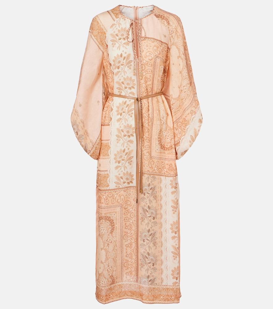zimmermann lucky printed linen midi dress