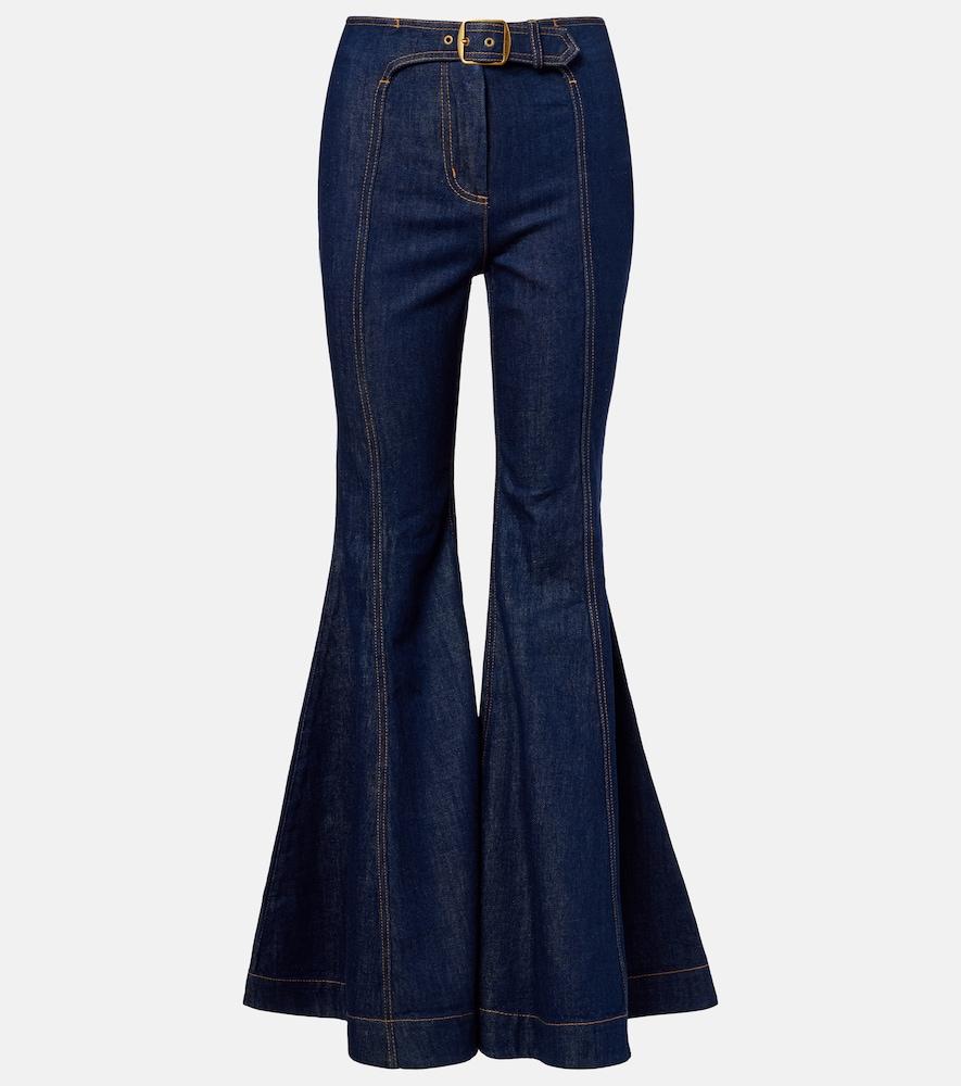 zimmermann luna belted flared jeans