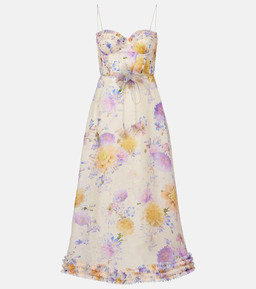 zimmermann luna floral linen and silk midi dress