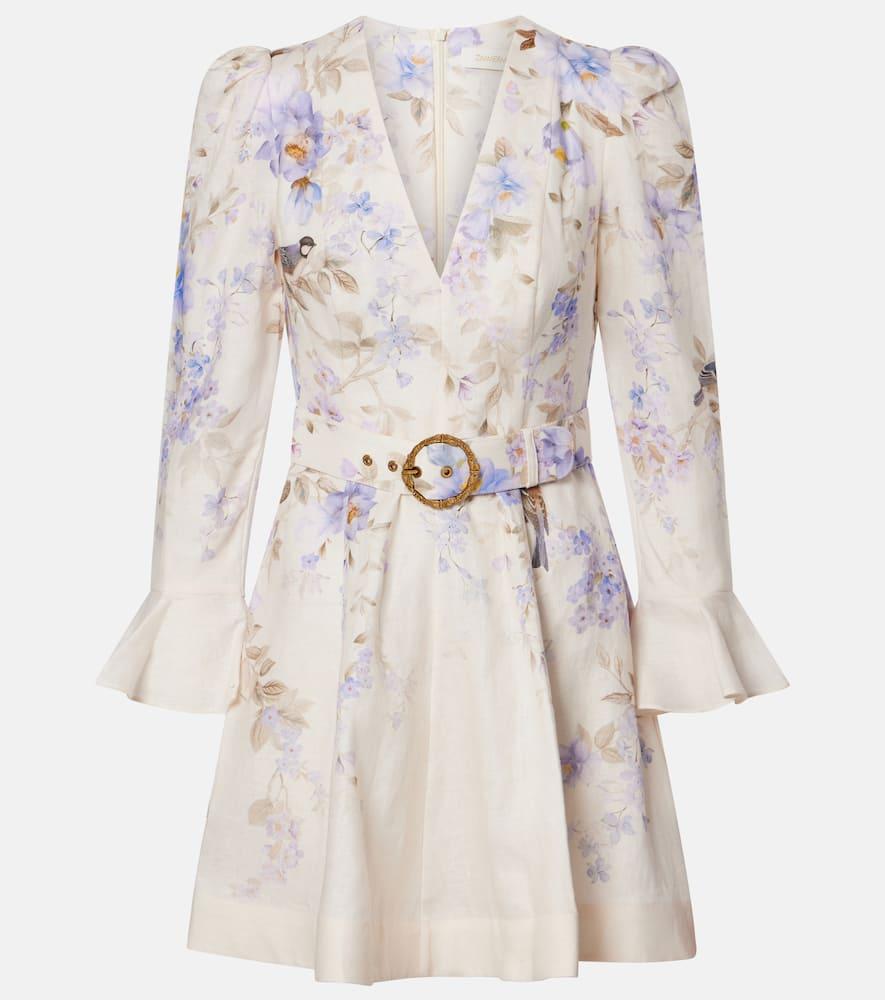 zimmermann luna floral linen minidress
