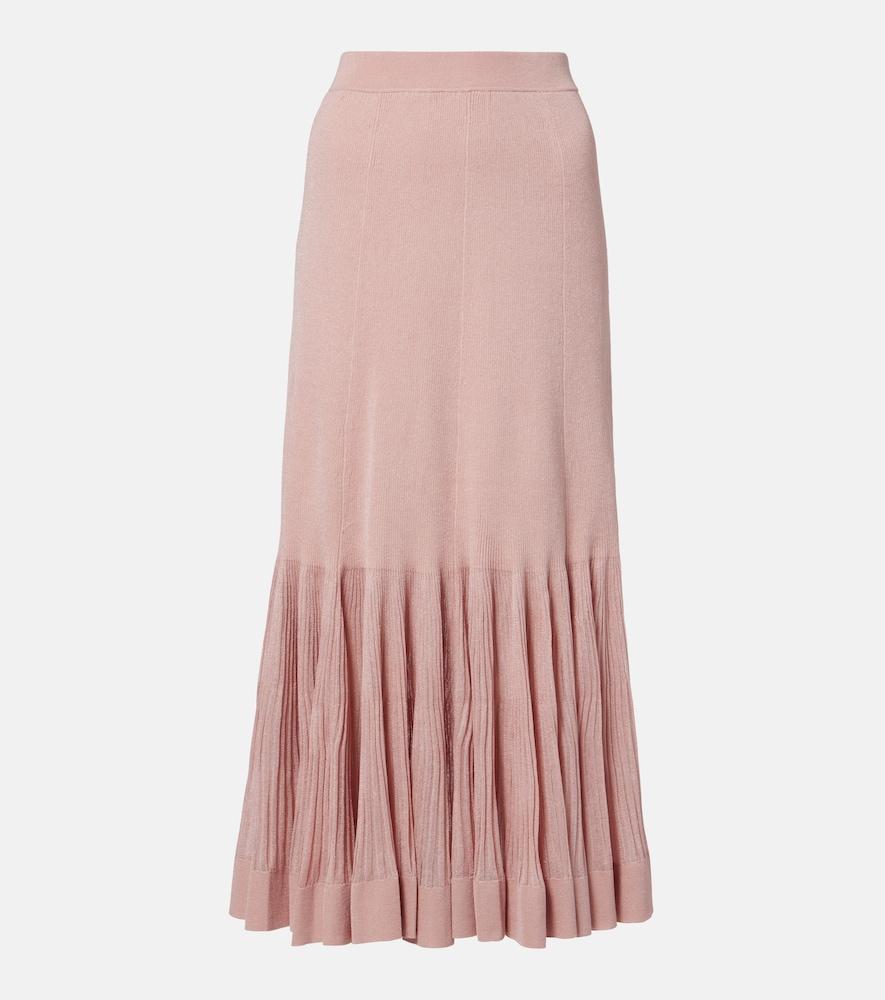 zimmermann luna knitted pleated midi skirt