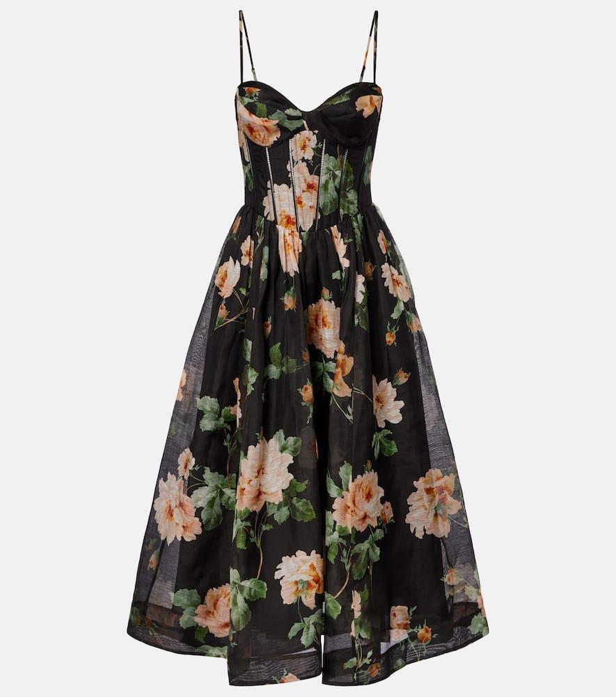 zimmermann luna linen and silk organza bustier dress