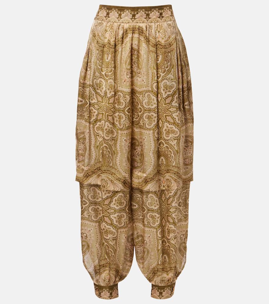 zimmermann luna paisley silk satin balloon pants
