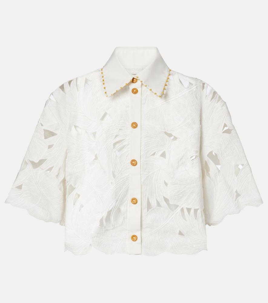 zimmermann mahon embroidered cotton poplin shirt