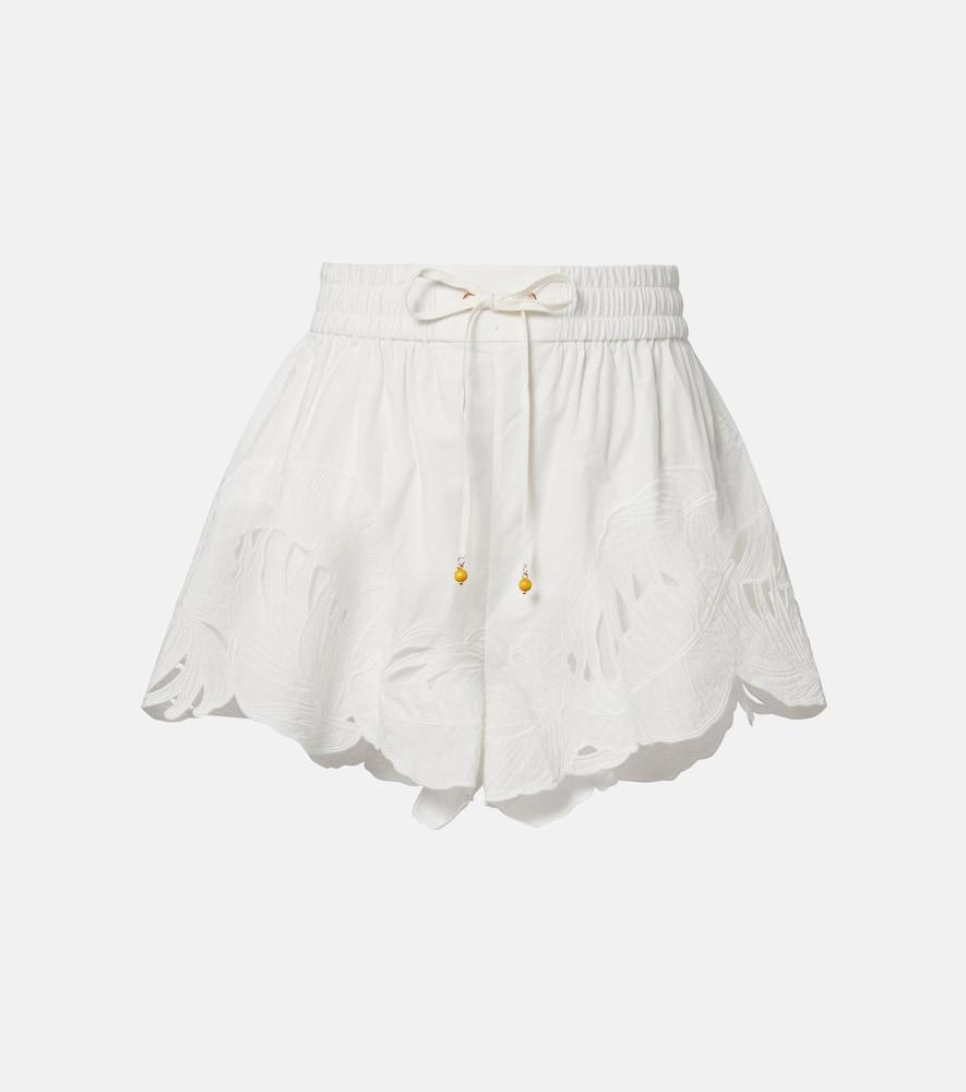 zimmermann mahon embroidered cotton shorts
