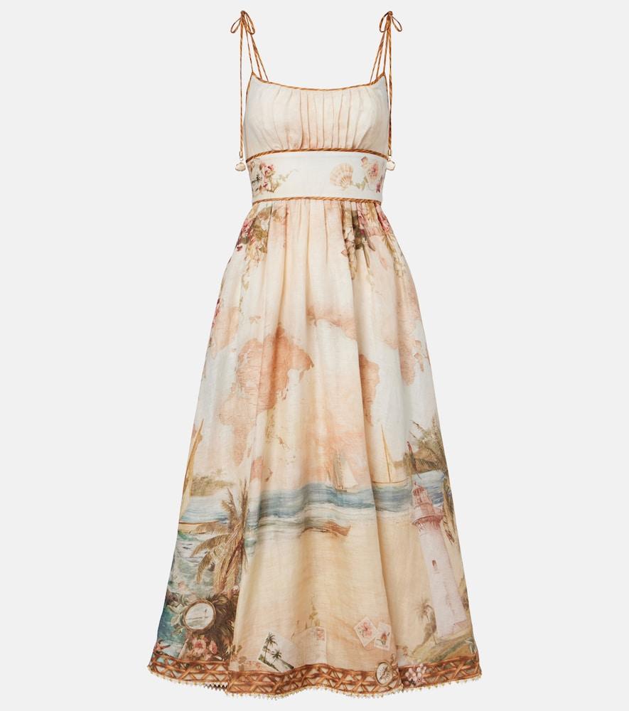 zimmermann mahon printed linen midi dress