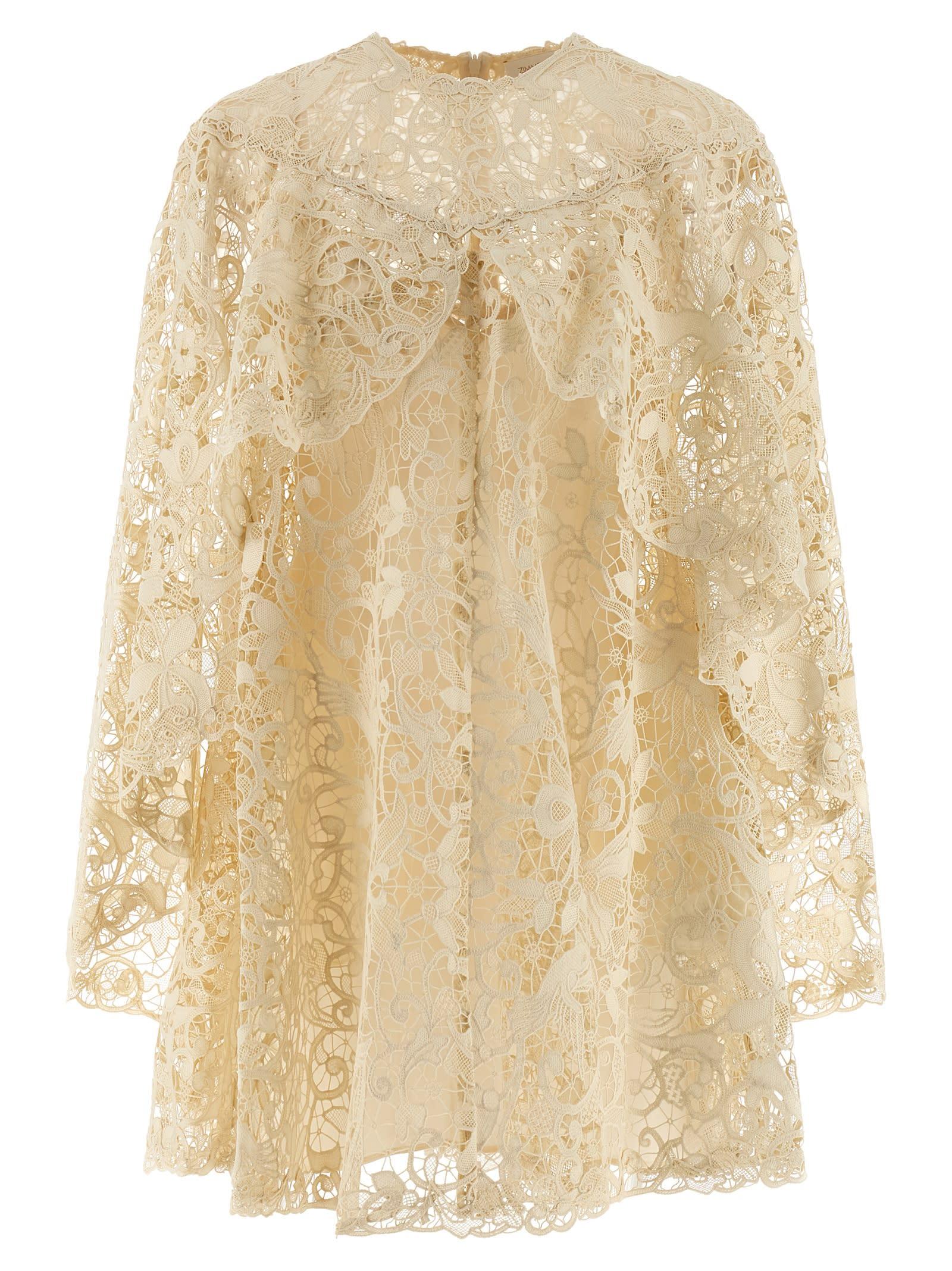 zimmermann memento bird lace mini dress