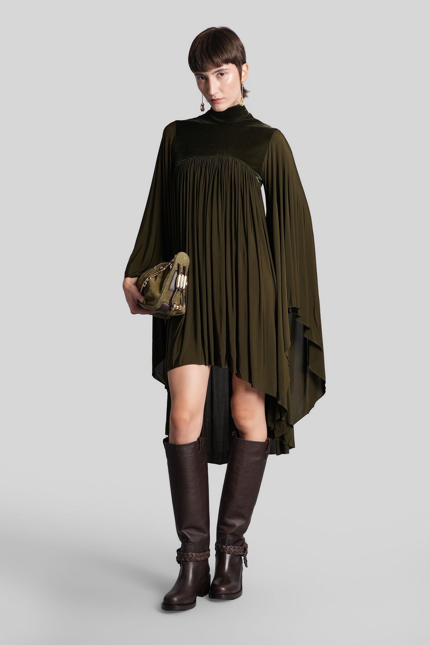 zimmermann mini dress in green viscose