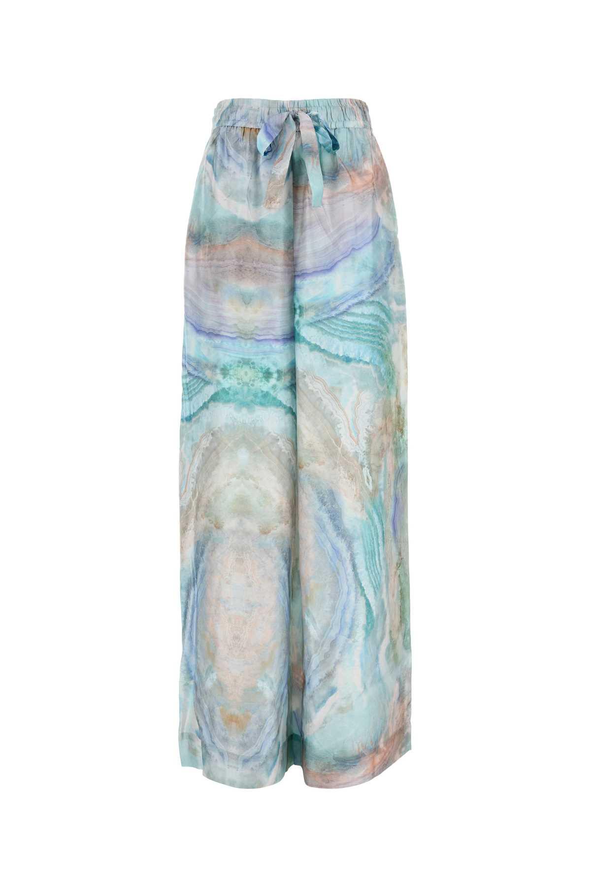 zimmermann multicolor silk illuminate wide-leg pant
