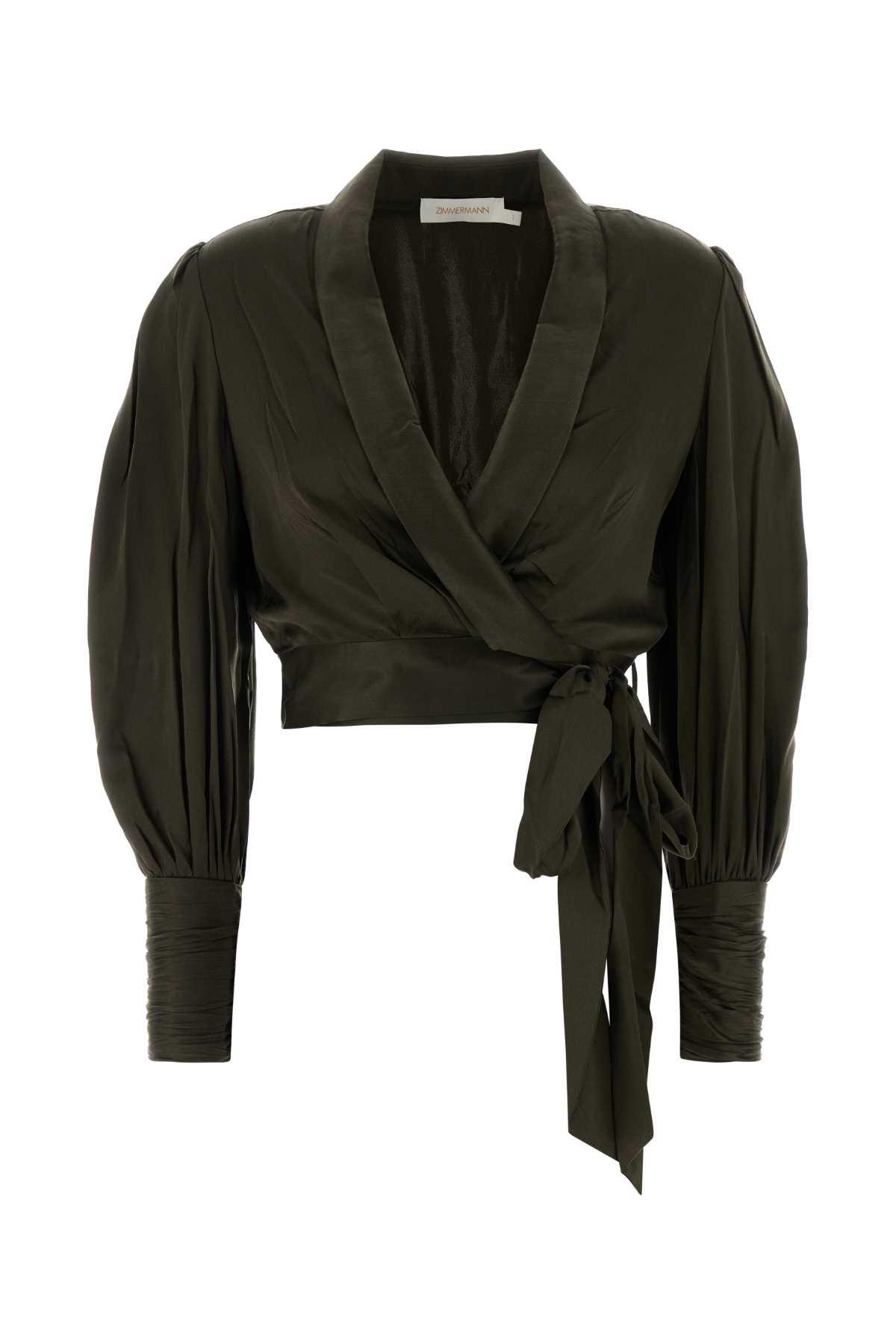 zimmermann olive green silk blouse