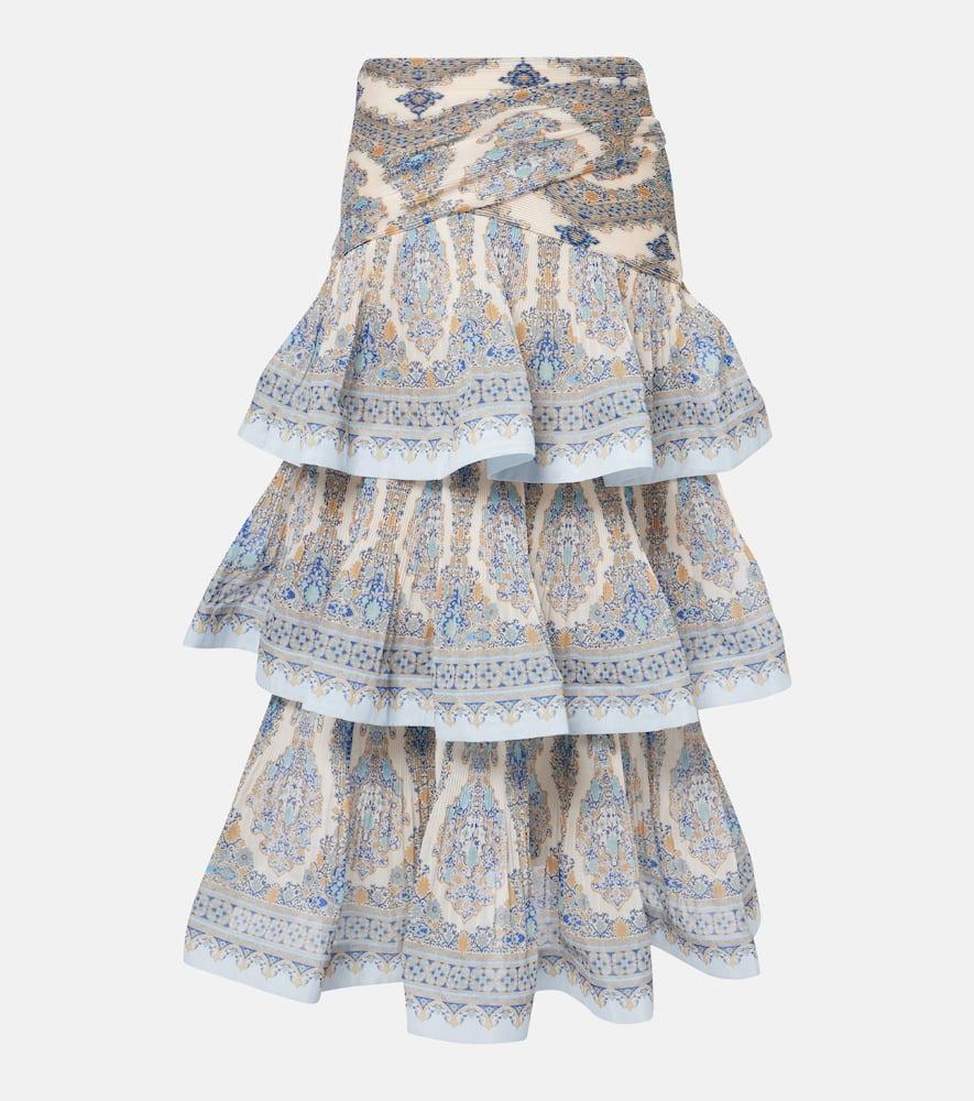zimmermann paisley pleated maxi skirt