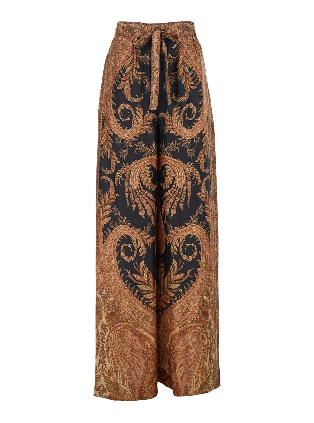 zimmermann pants in brown silk