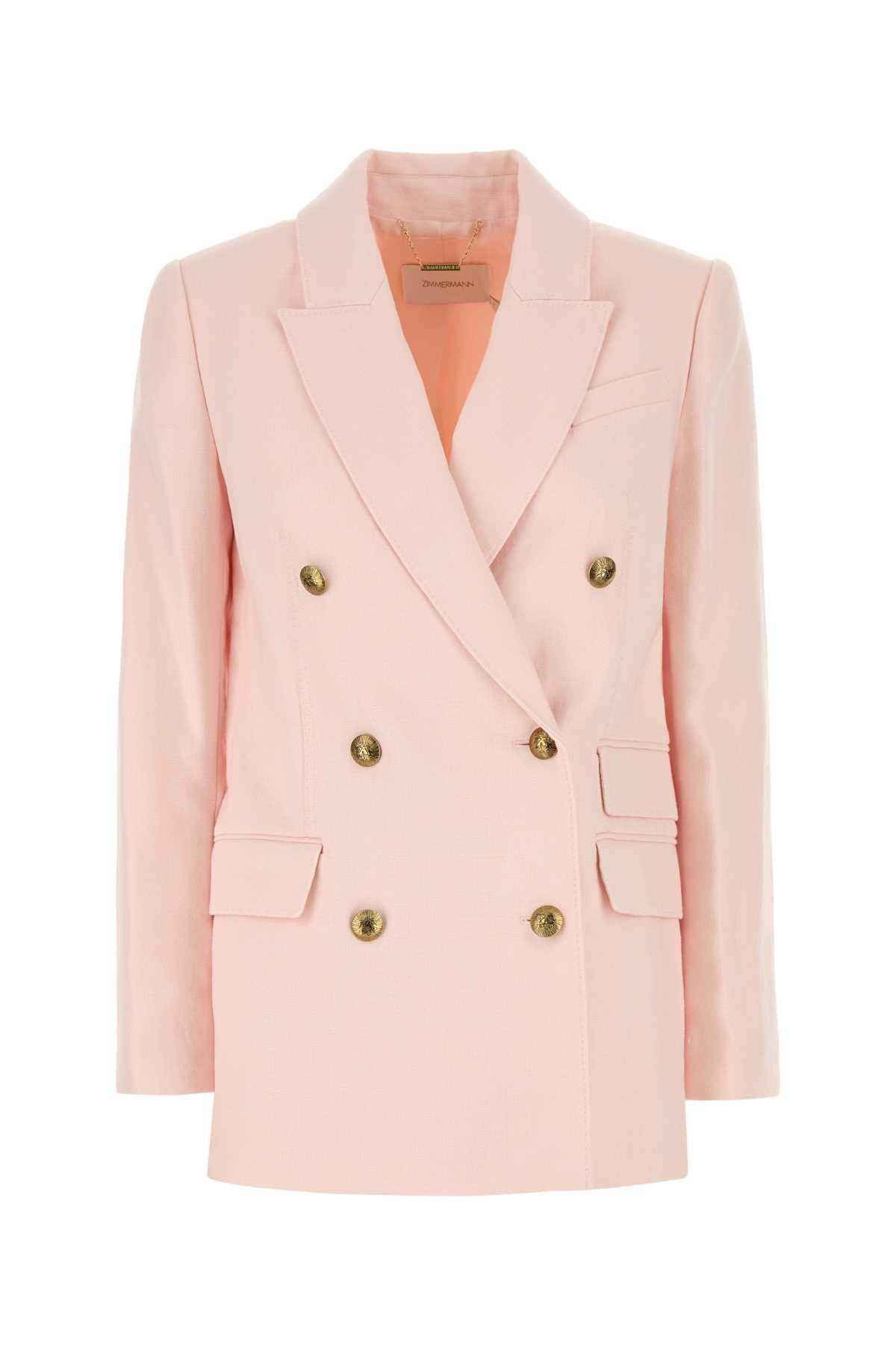 zimmermann pastel pink linen crush blazer
