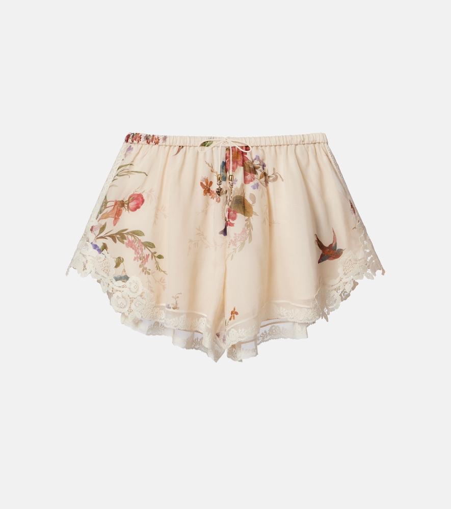 zimmermann patience floral cotton and silk shorts