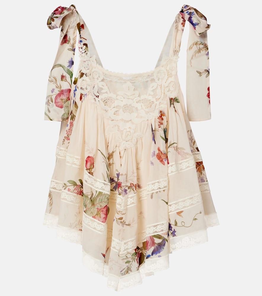 zimmermann patience floral cotton and silk top