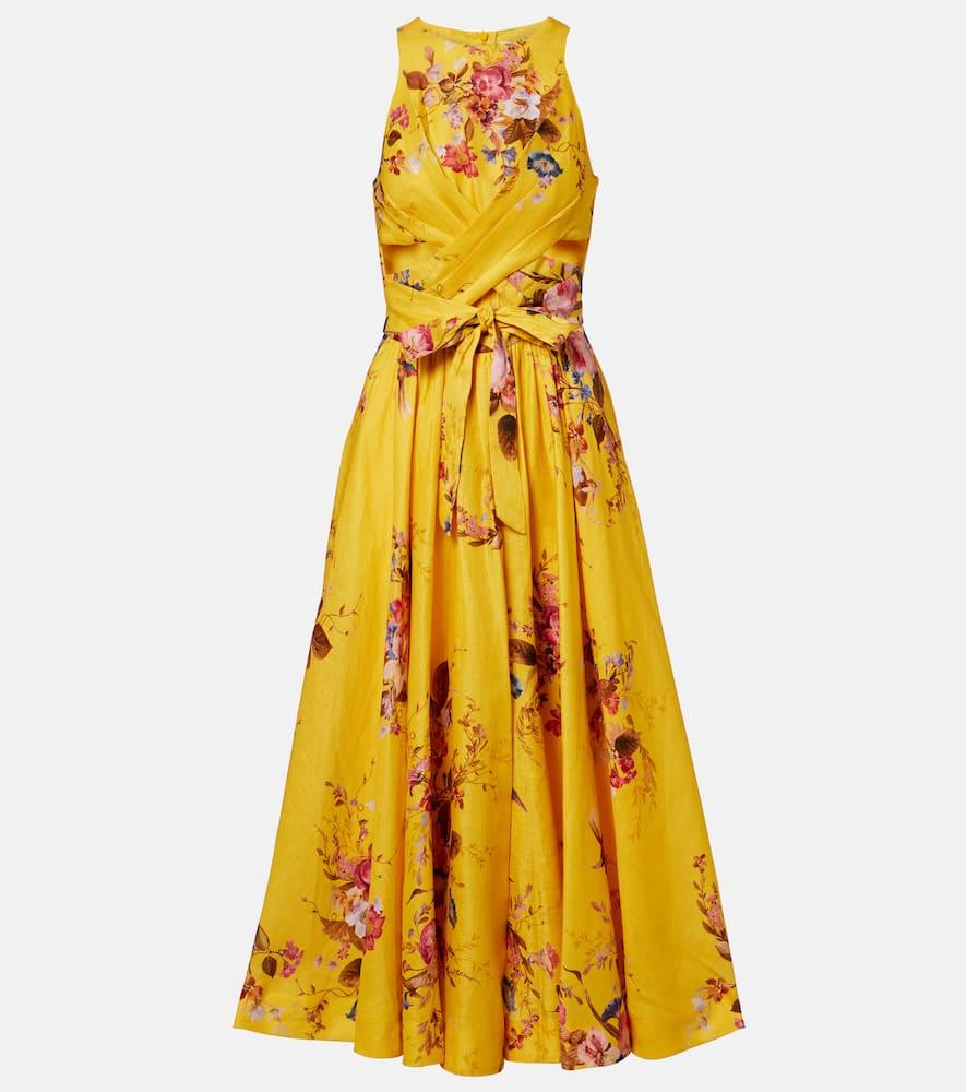 zimmermann patience floral cutout linen midi dress