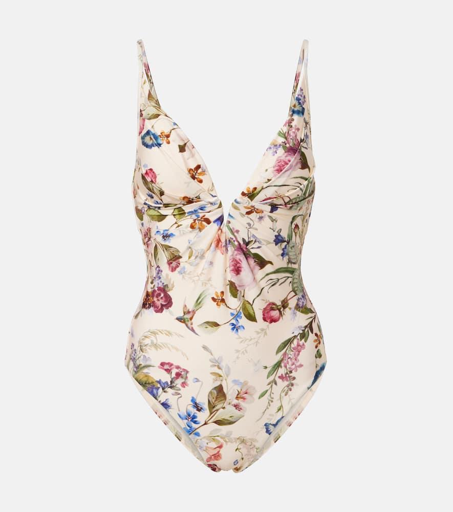 zimmermann patience floral gathered swimsuit