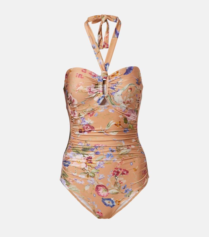 zimmermann patience floral halterneck swimsuit