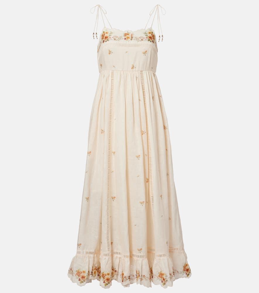 zimmermann patience floral linen midi dress