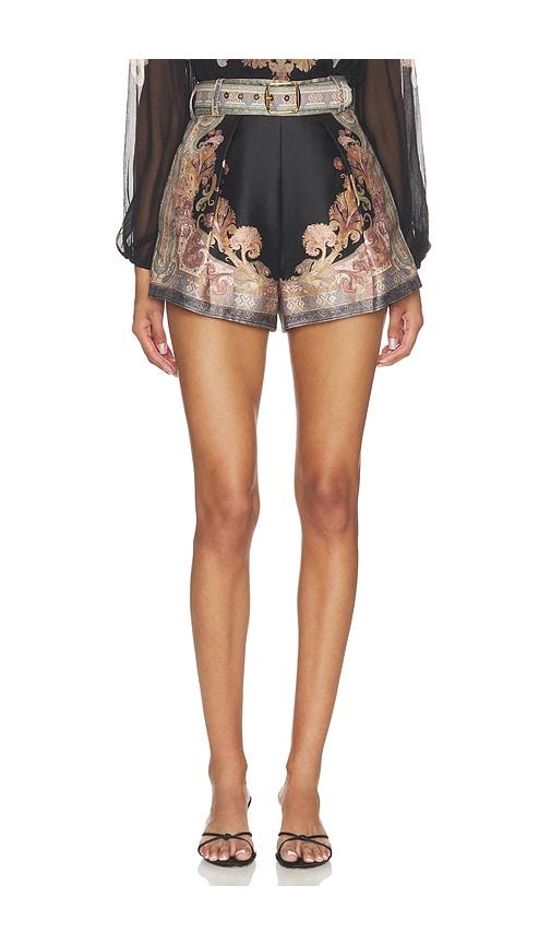 zimmermann petite illustration tuck short in black,rose.
