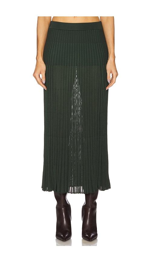 zimmermann pleated midi skirt in dark green.