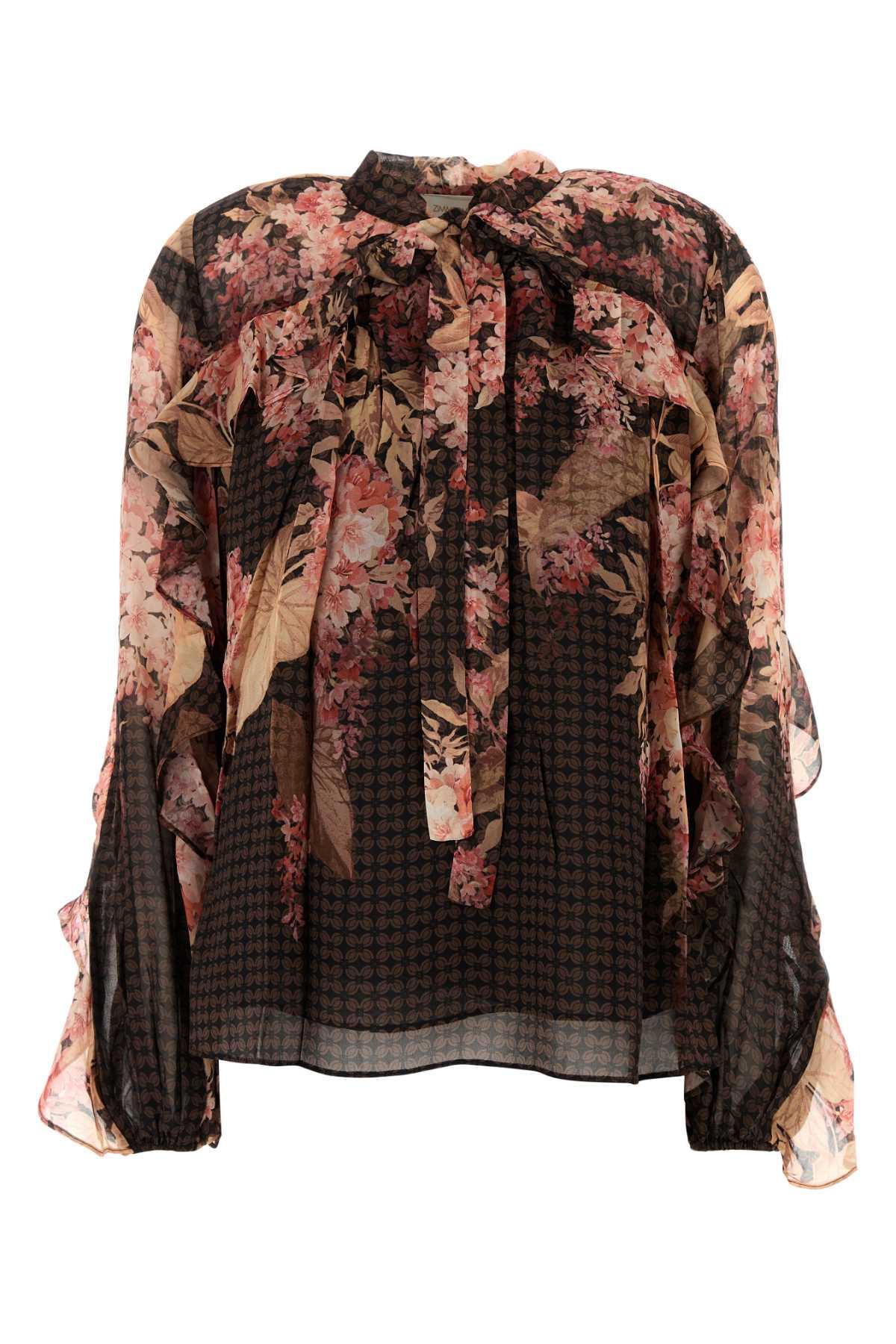 zimmermann printed crepe illuminate blouse