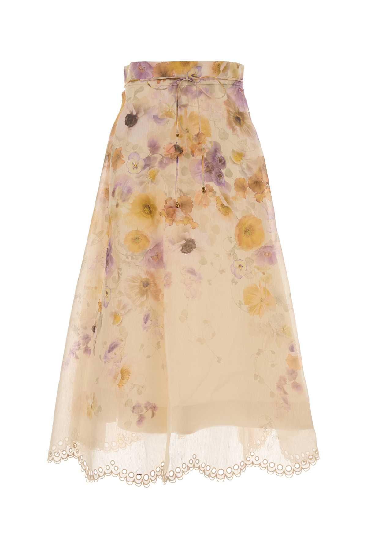 zimmermann printed linen blend memento skirt
