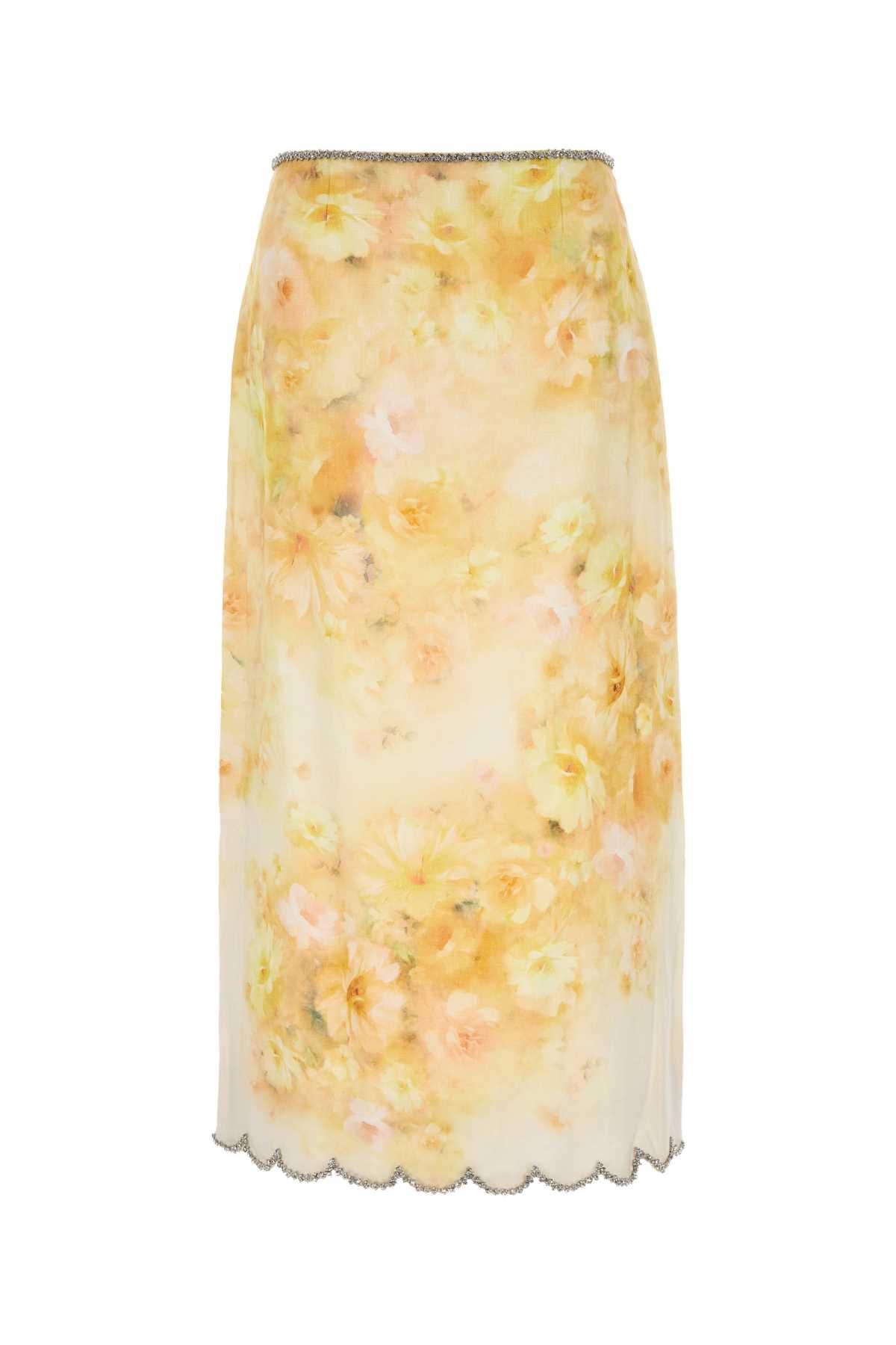 zimmermann printed linen crush skirt