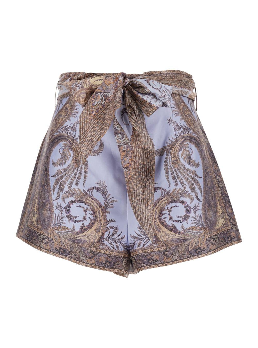 zimmermann printed silk blend hypnotic shorts