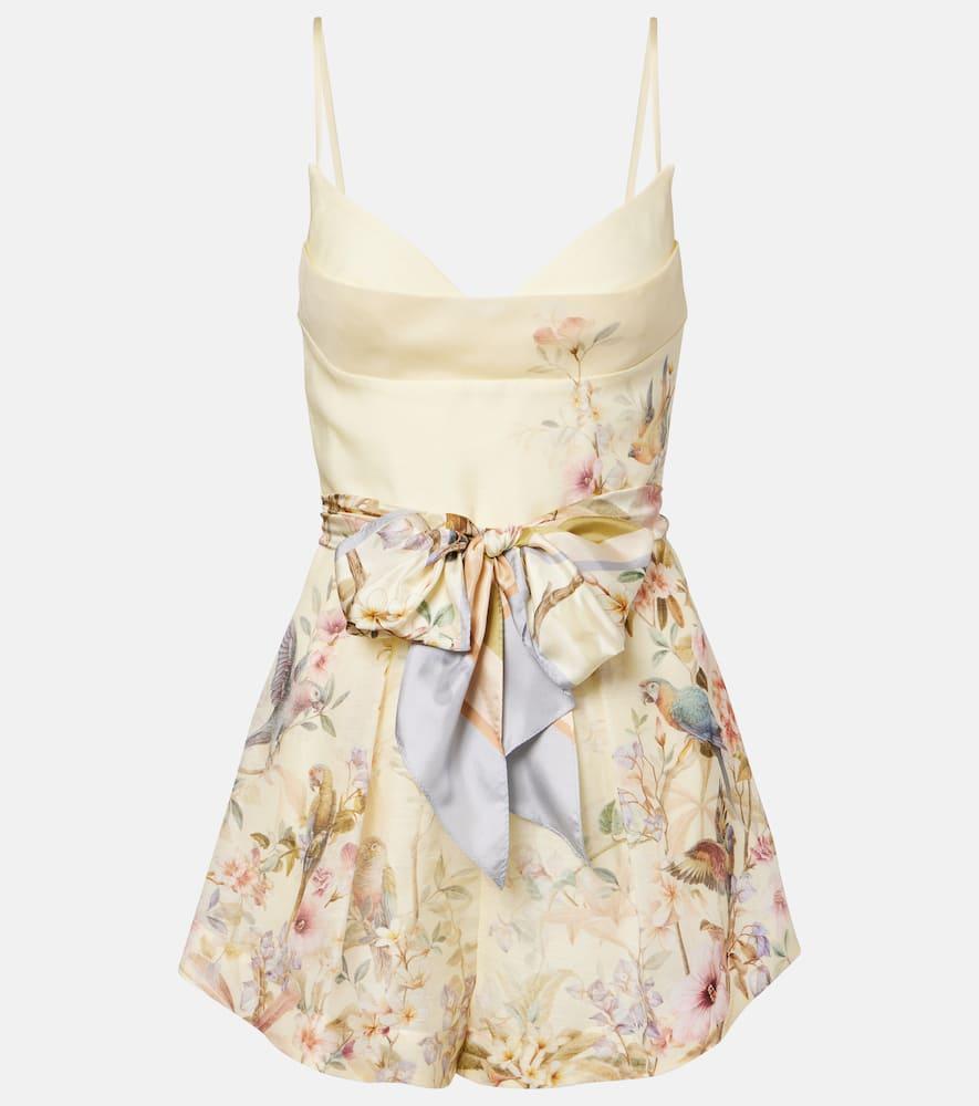 zimmermann rebellion floral linen and silk romper