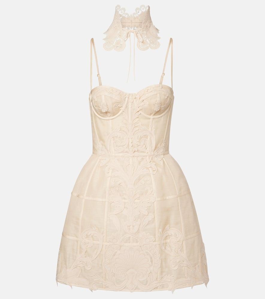 zimmermann rebellion linen and silk bustier dress