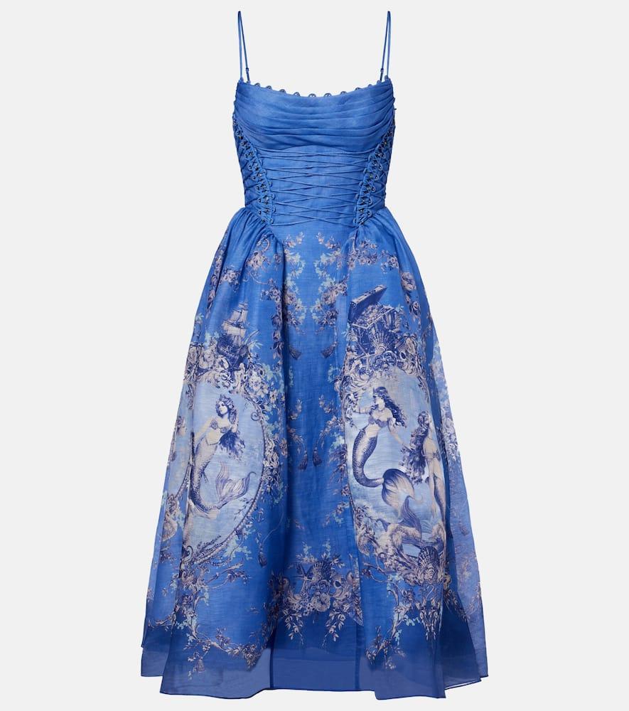 zimmermann rebellion linen and silk bustier dress