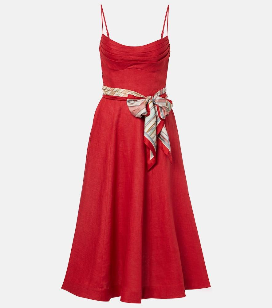zimmermann rebellion linen midi dress