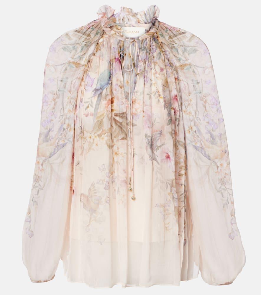 zimmermann rebellion printed sheer blouse
