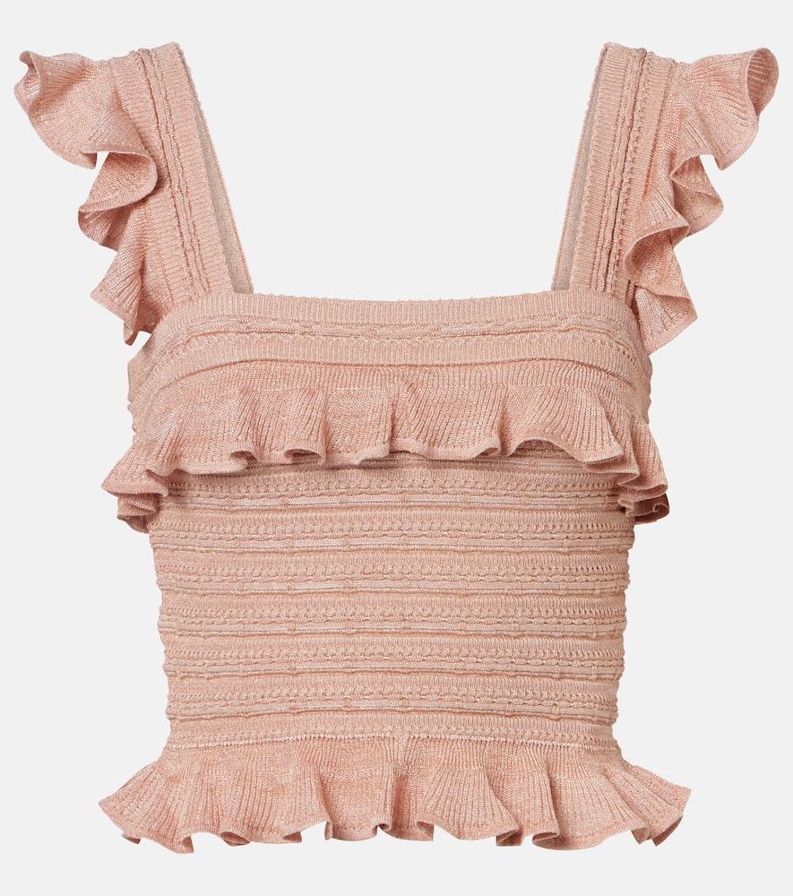 zimmermann rebellion ruffled lamé top